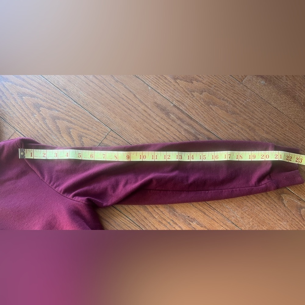 Ambiance Sherpa lined hooded full zip burgundy sweater S - Picture 7 of 10